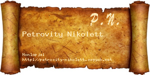 Petrovity Nikolett névjegykártya