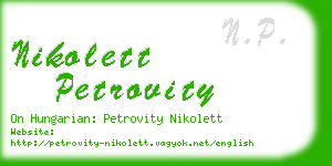 nikolett petrovity business card